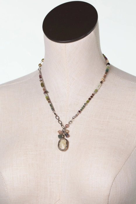 Water Lily Collage Necklace N002 - Vintage Vault Boutique