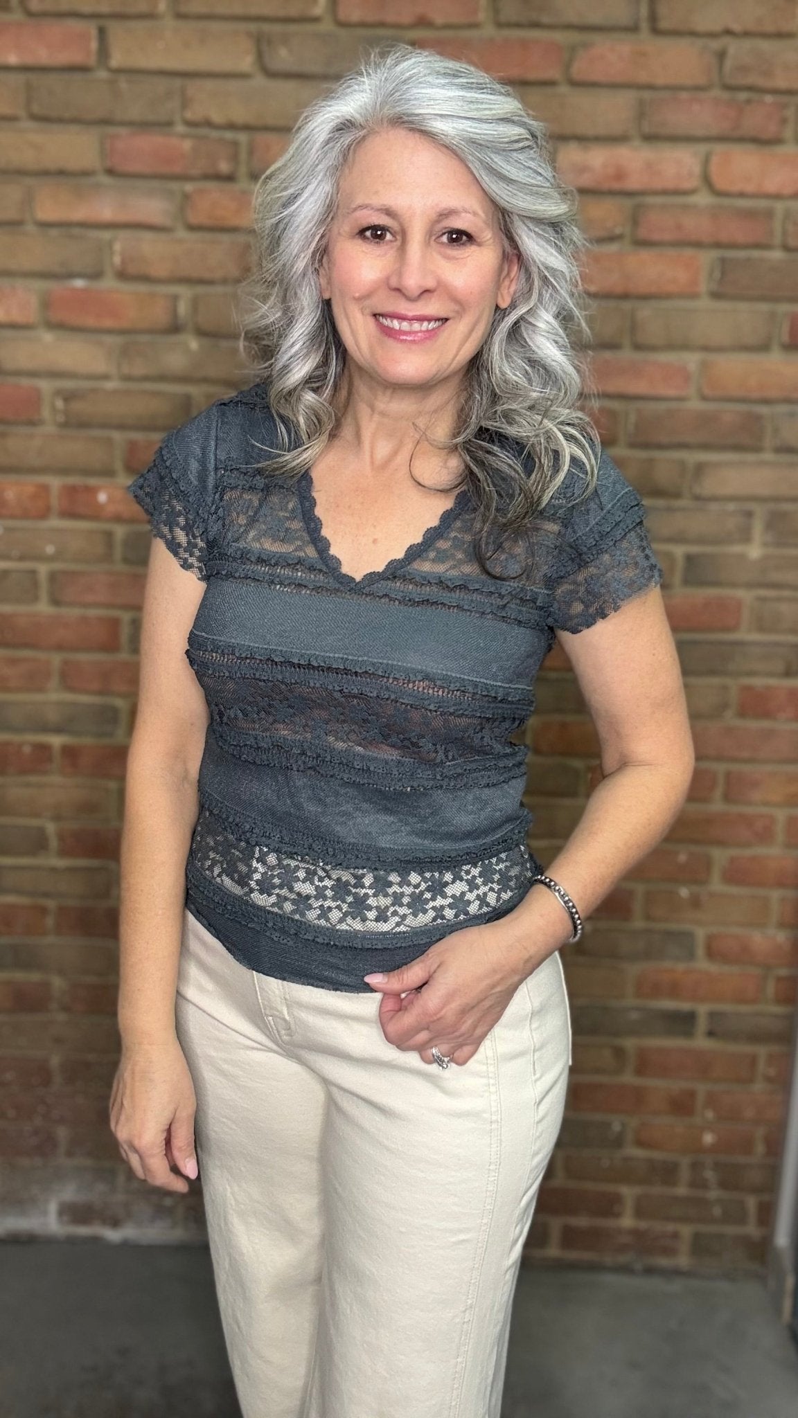 Lace Short Sleeve Top - Vintage Vault Boutique