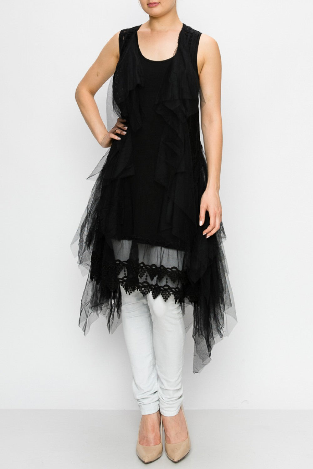 Mesh and Crochet Tulle Vest