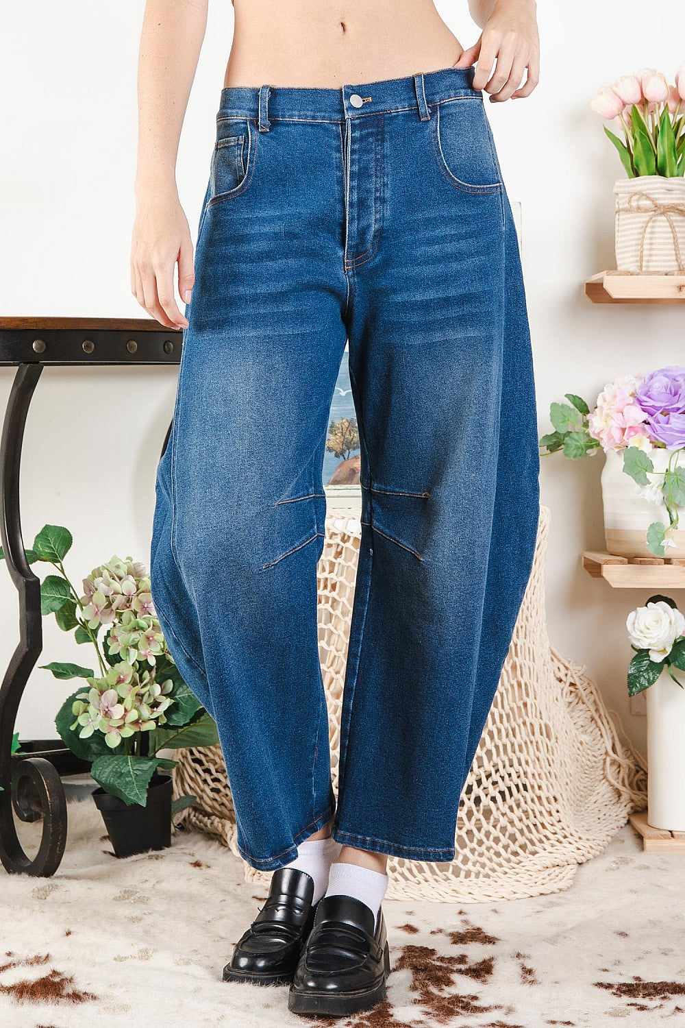 Denim Barrel Denim Pants 