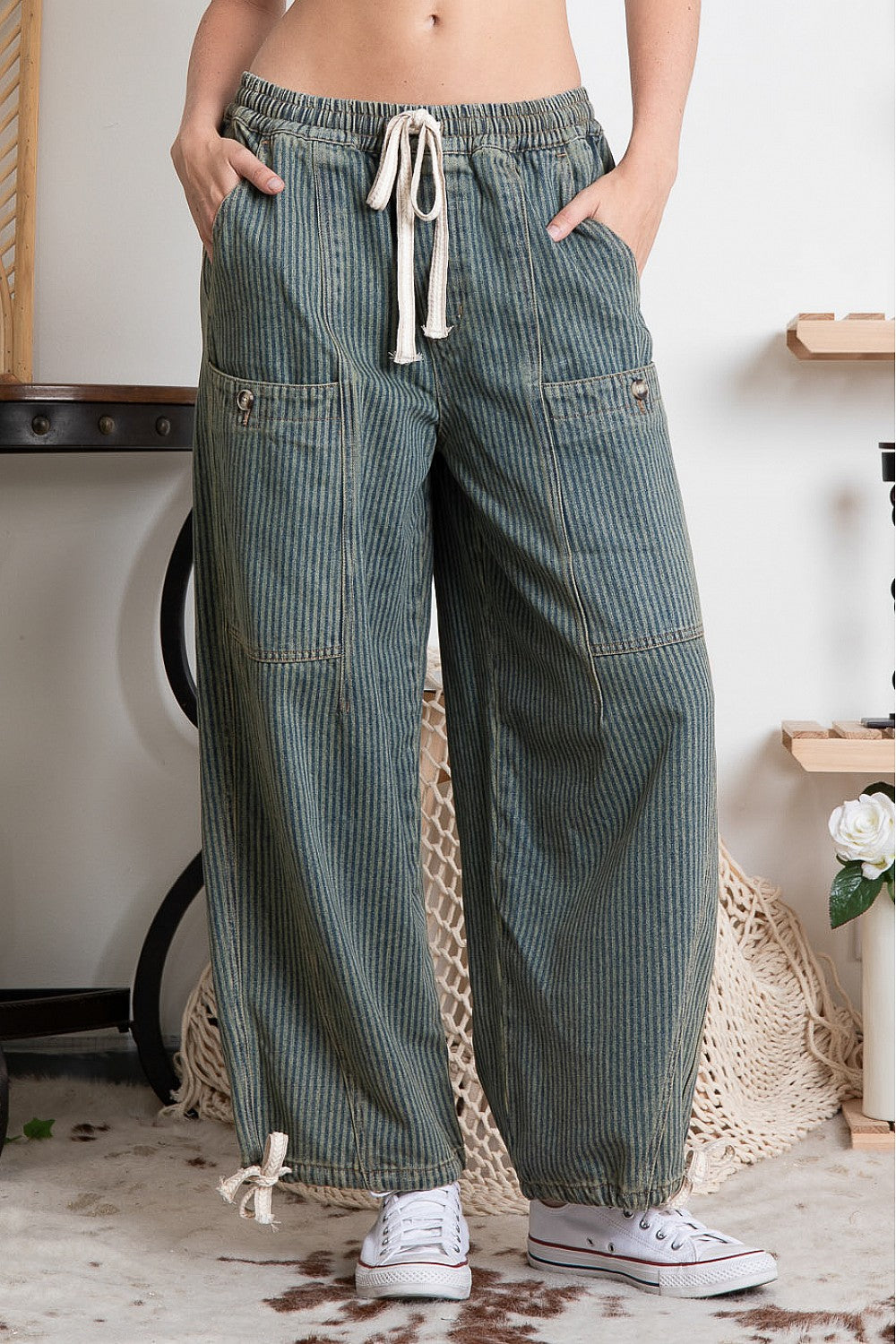 Stripe String Denim Pants 