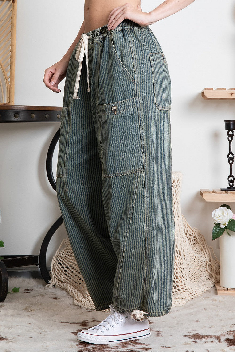 Stripe String Denim Pants 