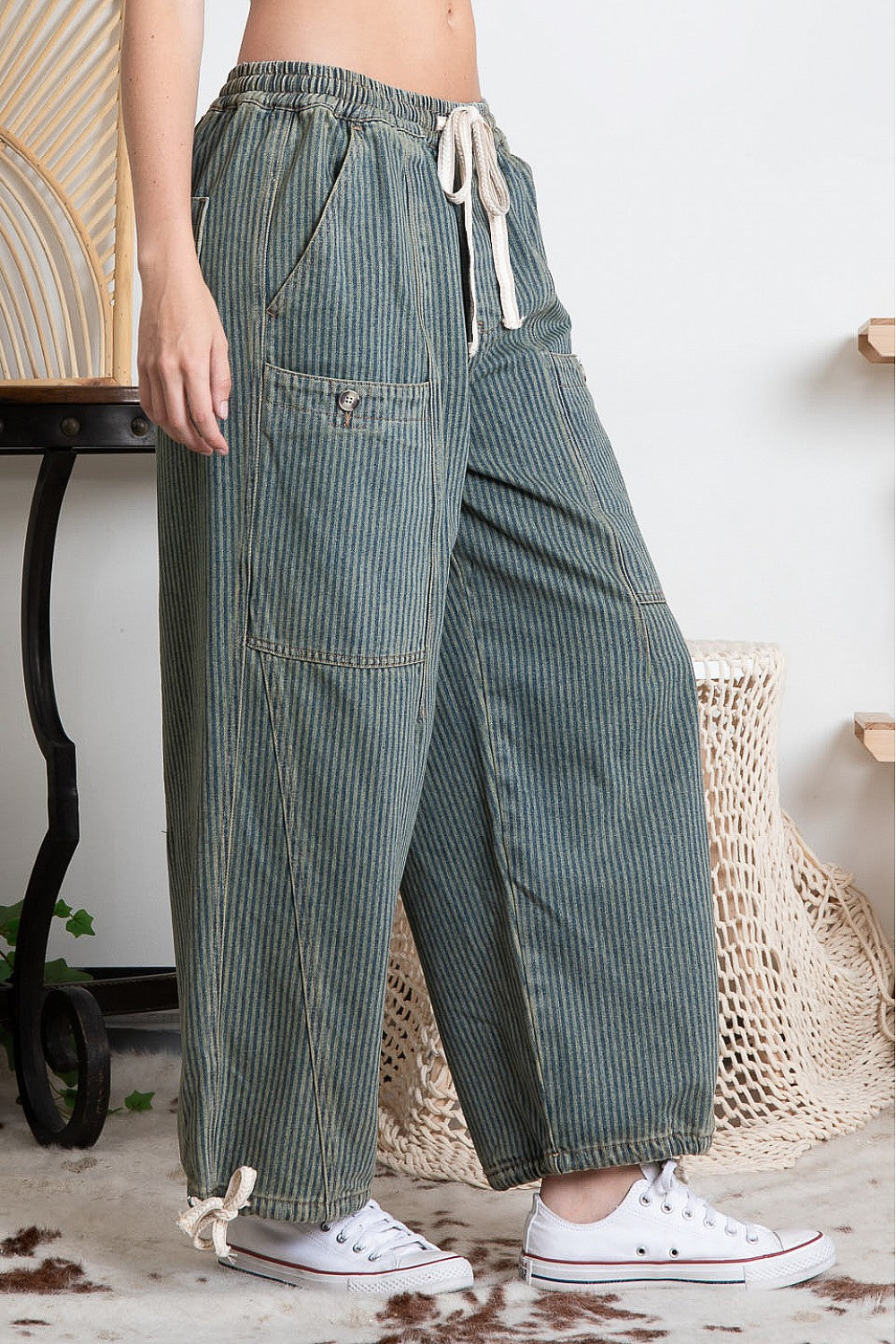 Stripe String Denim Pants 