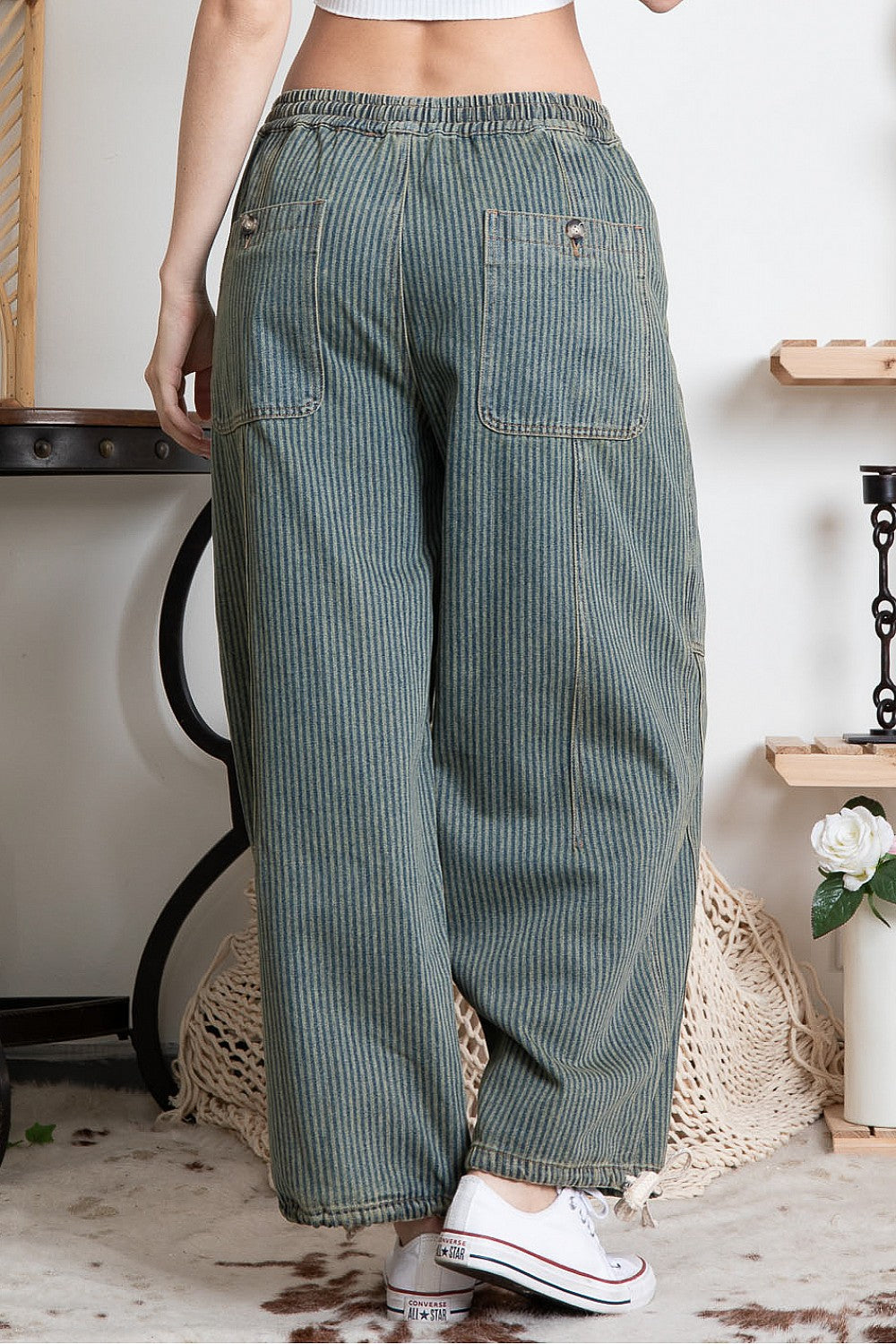 Stripe String Denim Pants 