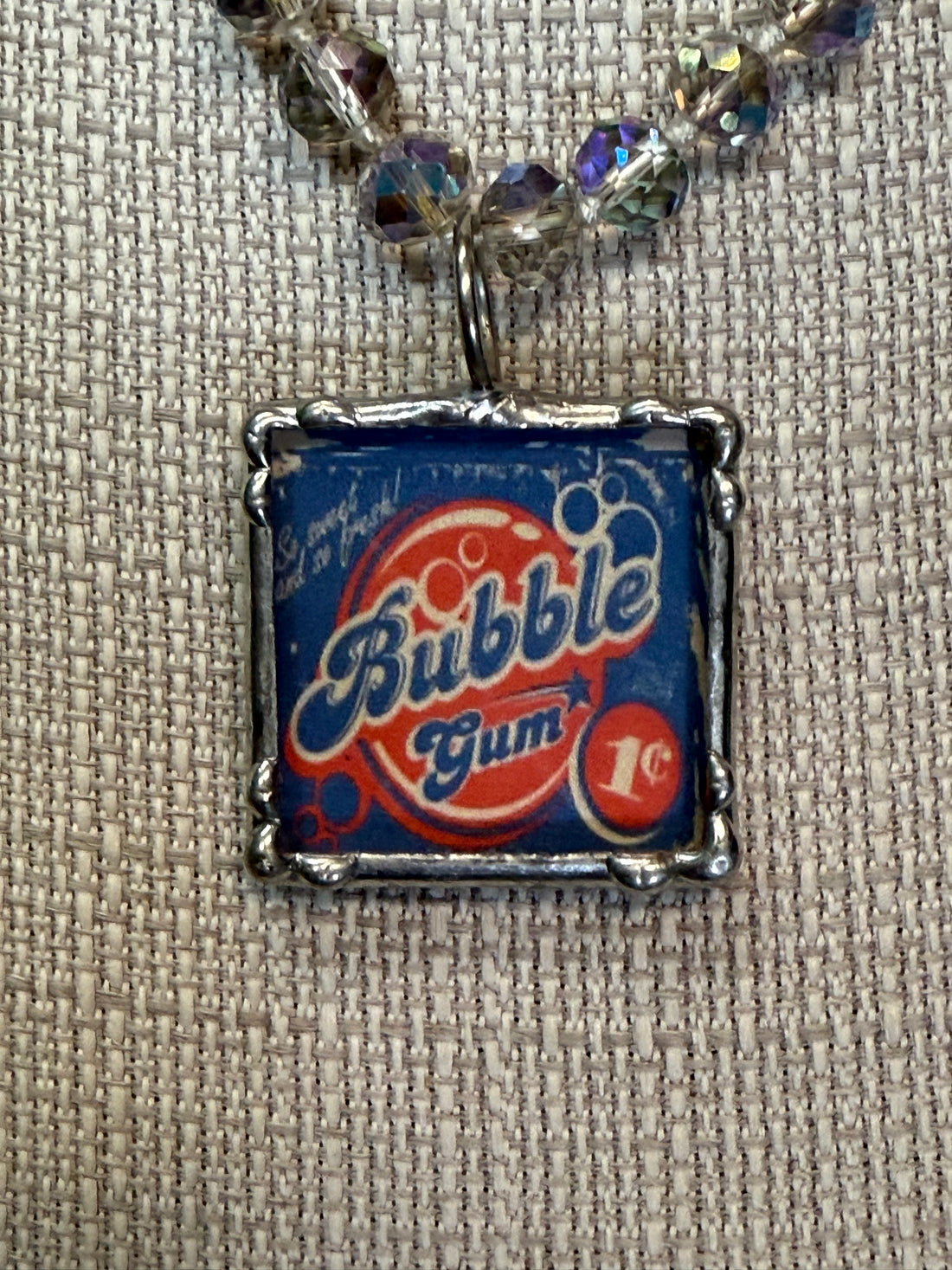 Bubble Gum on Crystal Necklace
