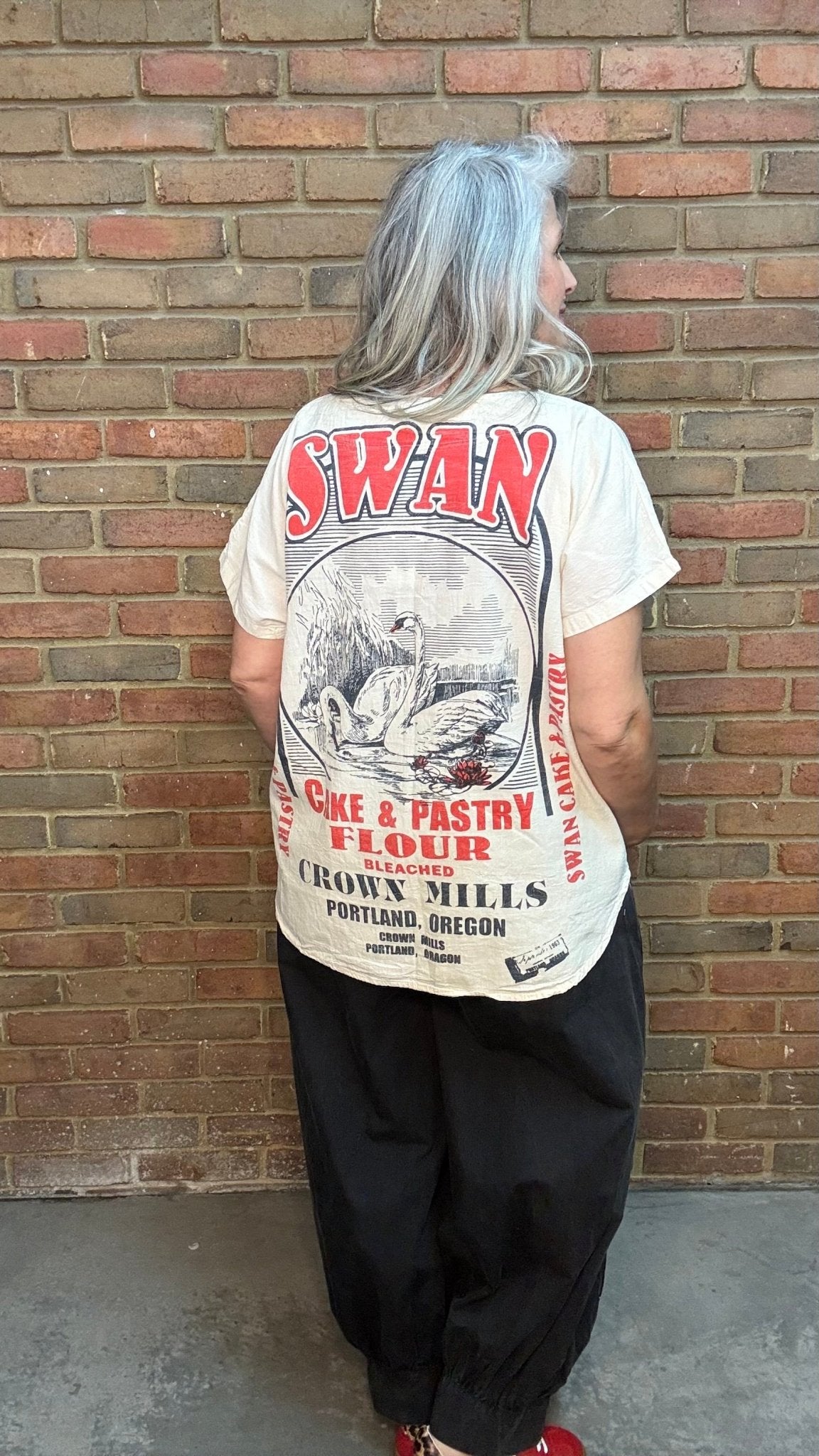 Vintage Swan Flour Hi - Lo Top - Vintage Vault Boutique