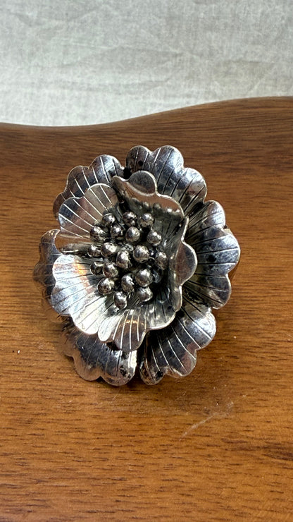 Silver Flower Adjustable Ring
