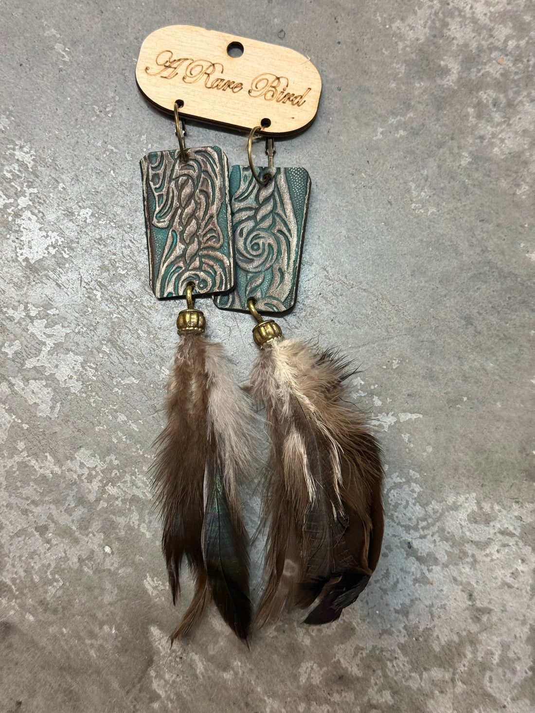 Tooled Feather Earring