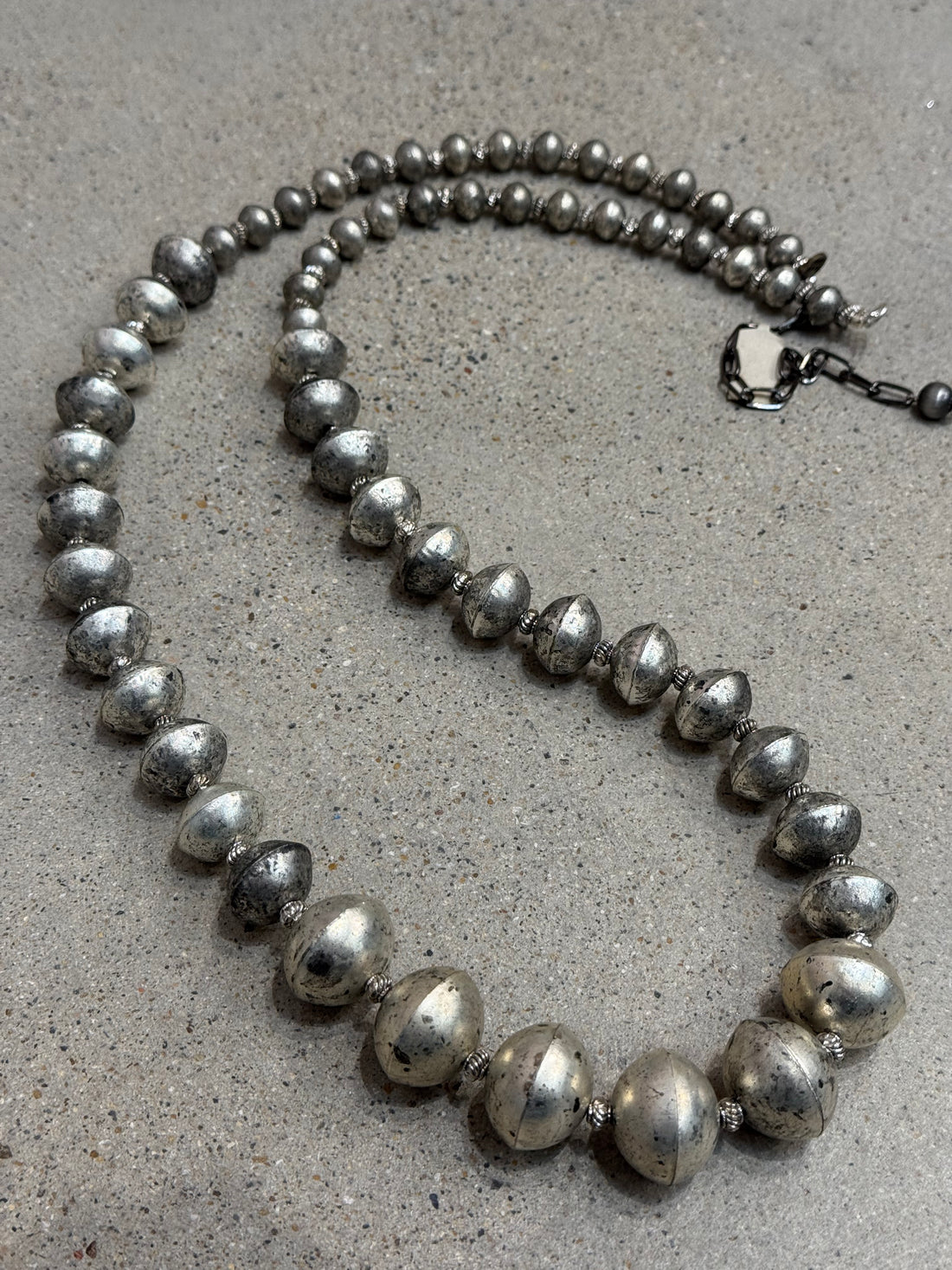 Silver Saucer Beaded Necklace