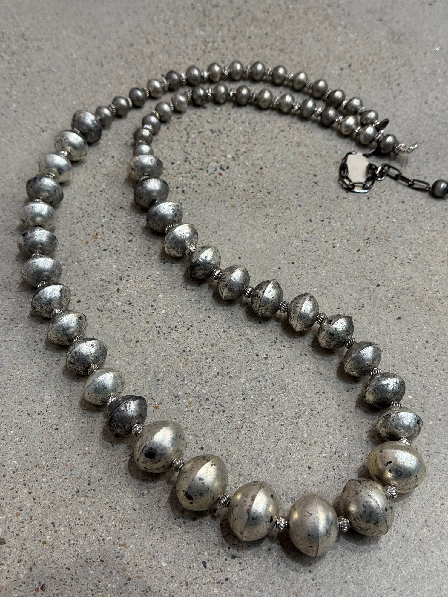 Silver Saucer Beaded Necklace