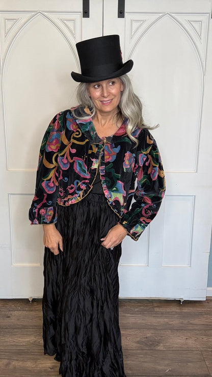Black Velvet Crop Jacket - Vintage Vault Boutique