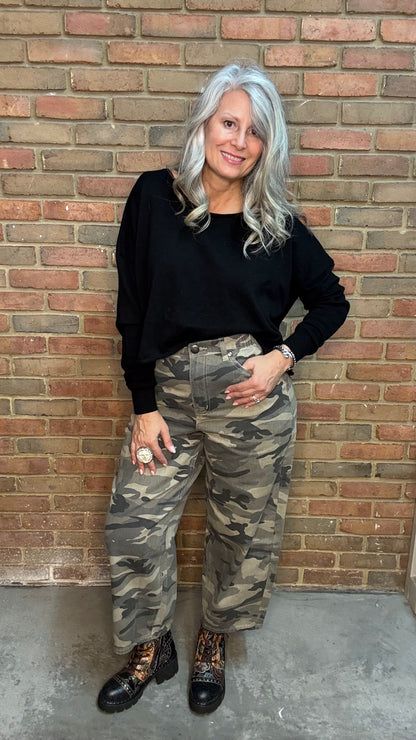 Black Sweater Crop Top