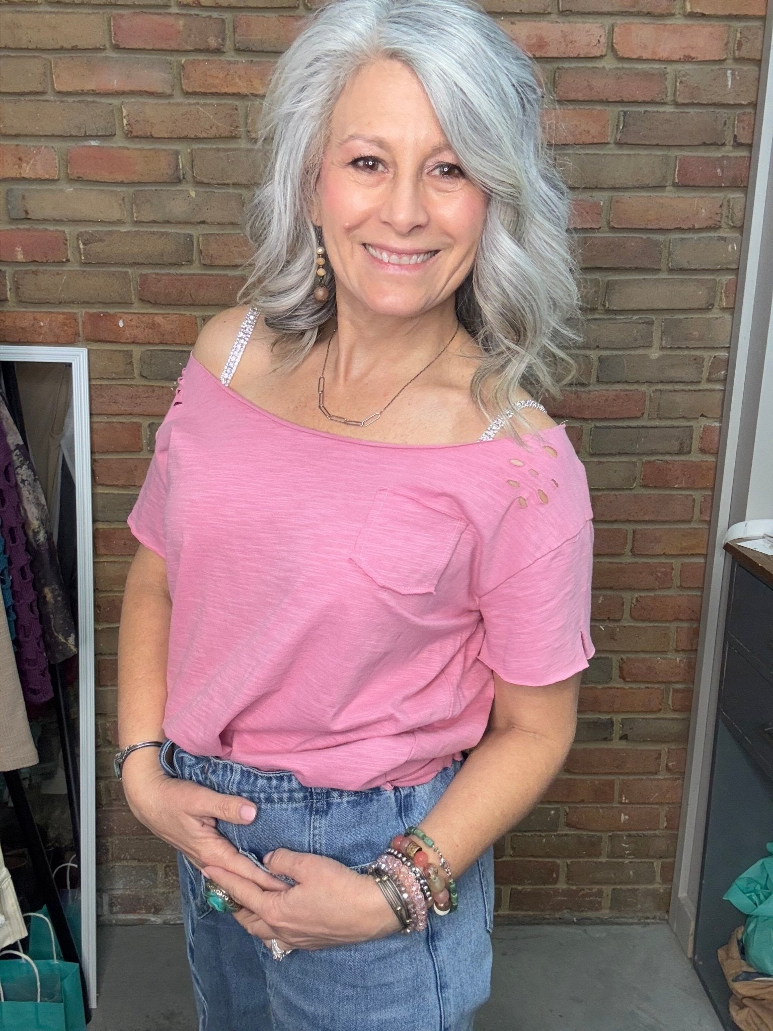 Pink Ripped Tee Layering Top - Vintage Vault Boutique