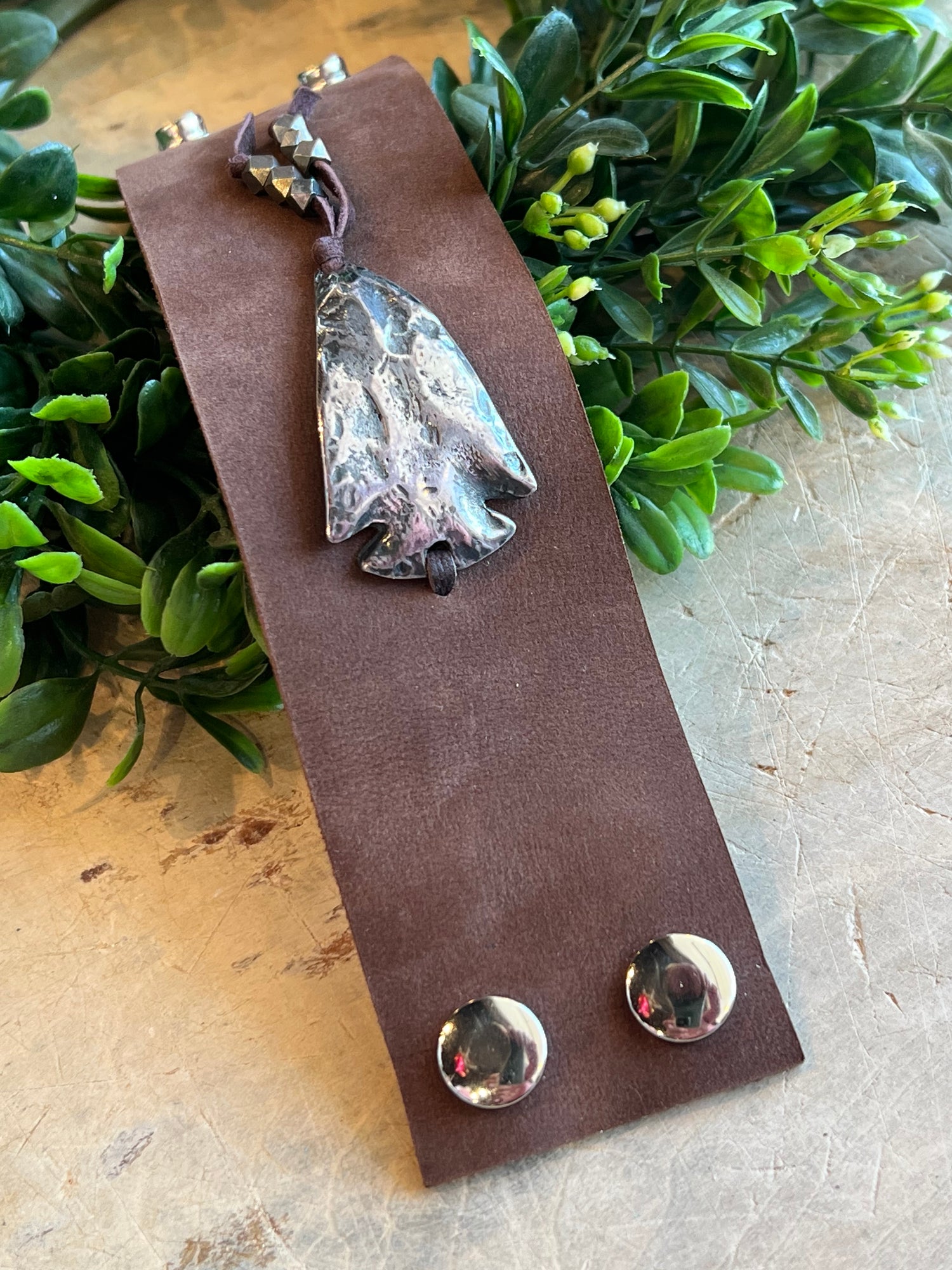 Leather Cuff with Arrow Head