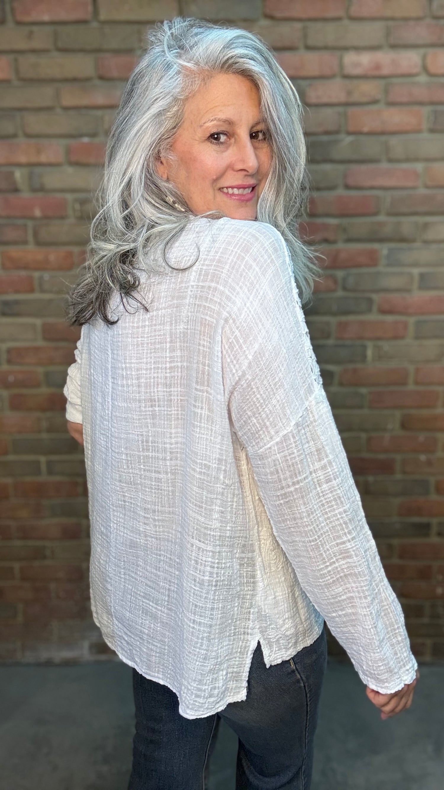 White V-Neck Embroidery Top