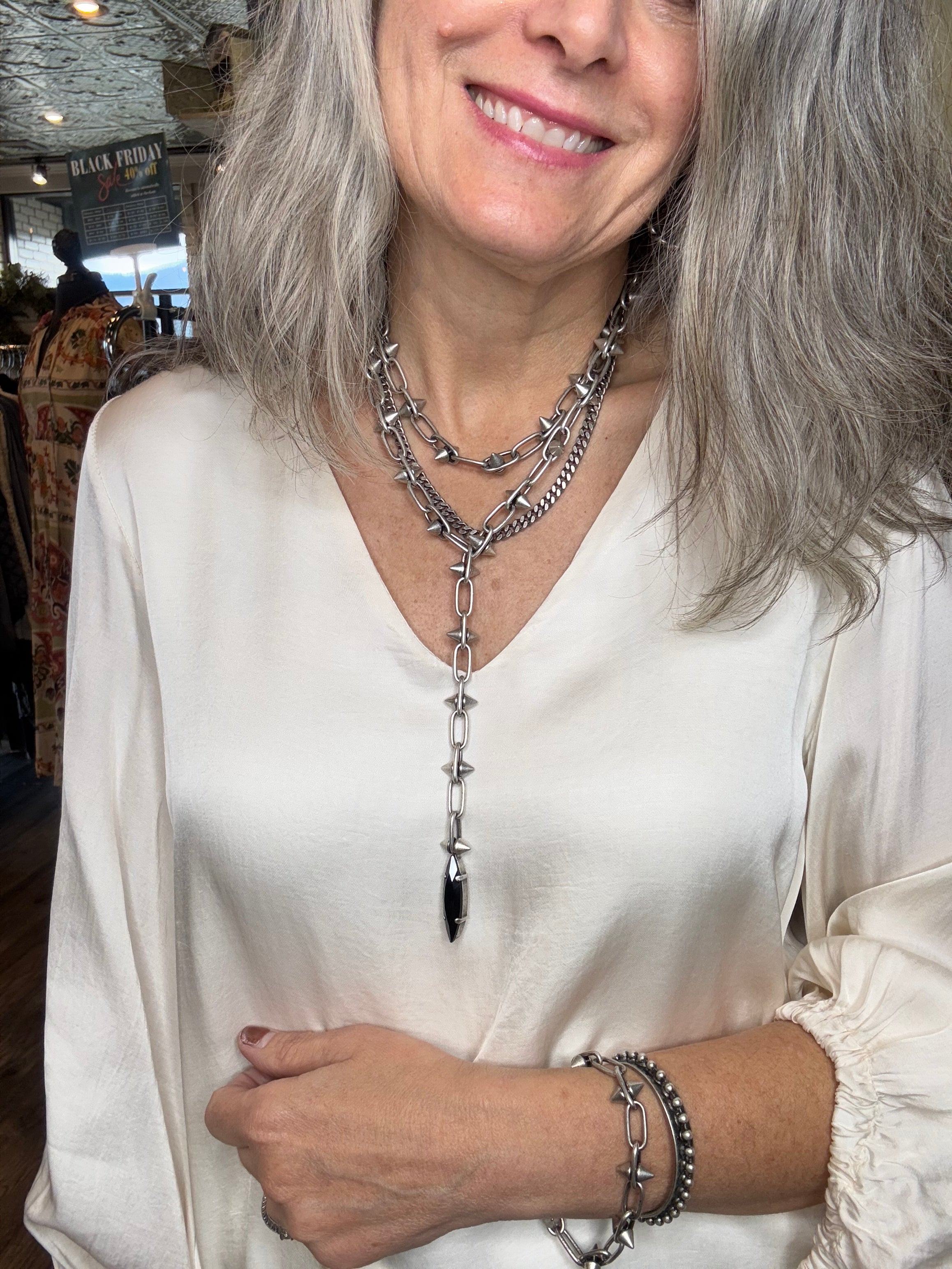 Oakley Necklace in Antique Silver