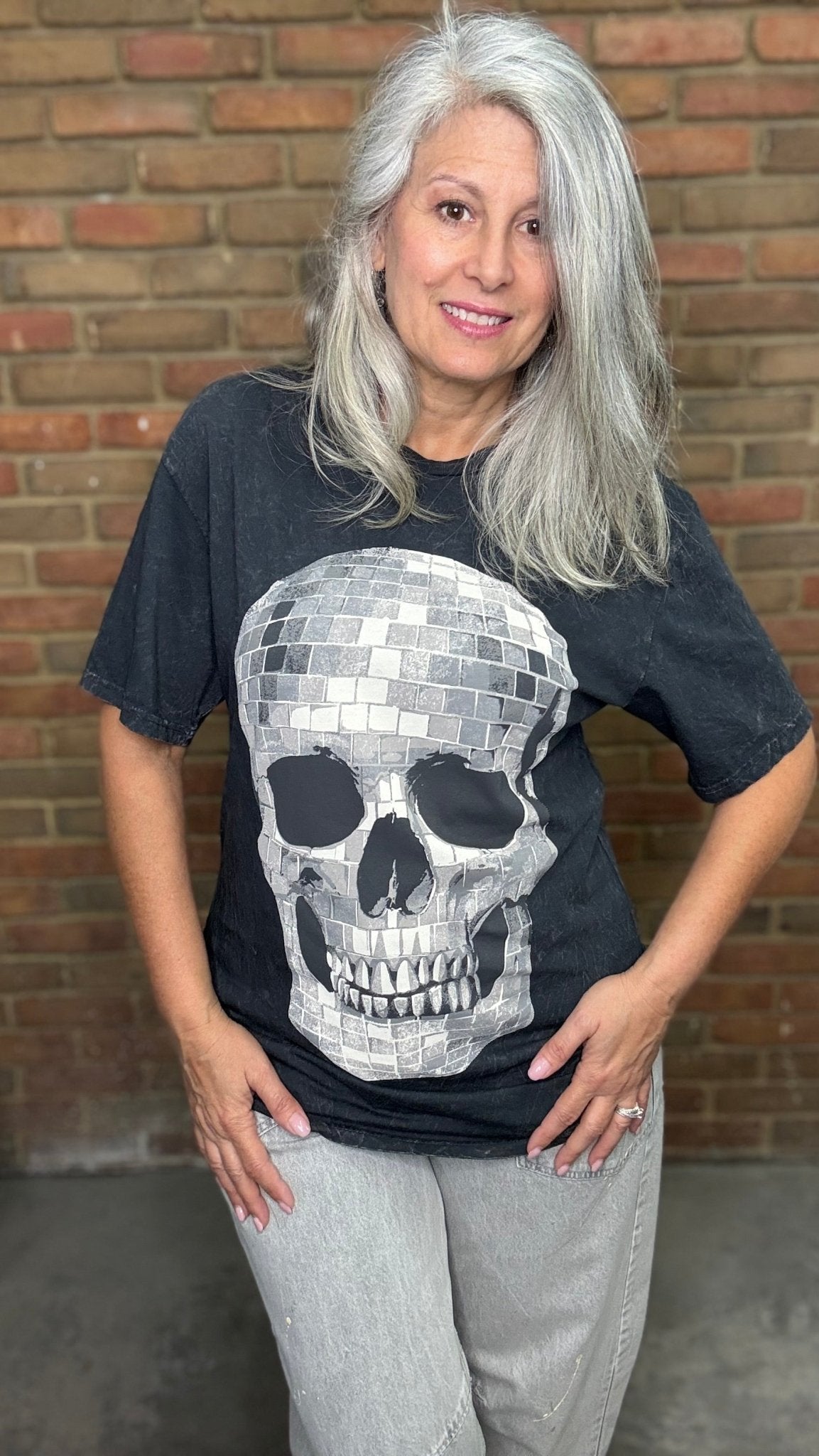 Vintage Washed Disco Ball Skull T-Shirt - Vintage Vault Boutique