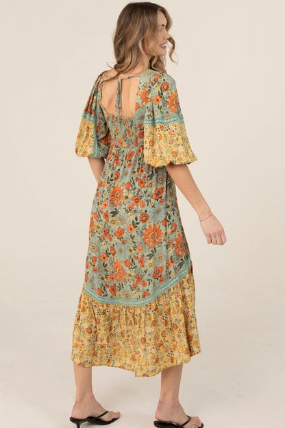 Long Sleeve V-Neck Hi-Lo Dress