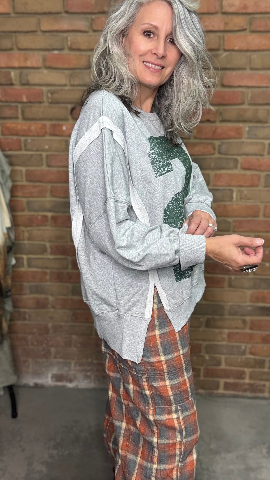 Faded Varsity Pullover Top
