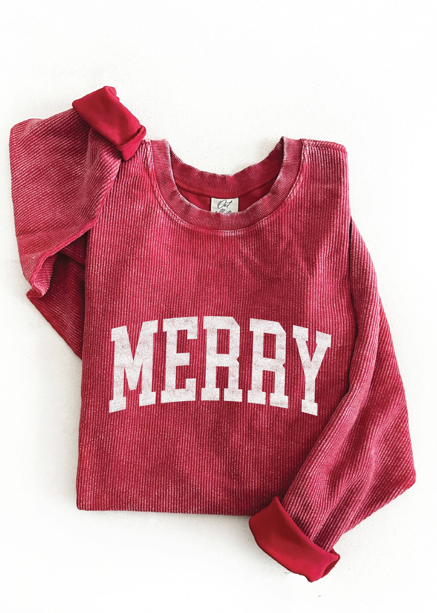 Red sweatshirt with &