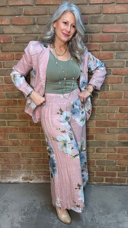Smocked Print Pants - Vintage Vault Boutique