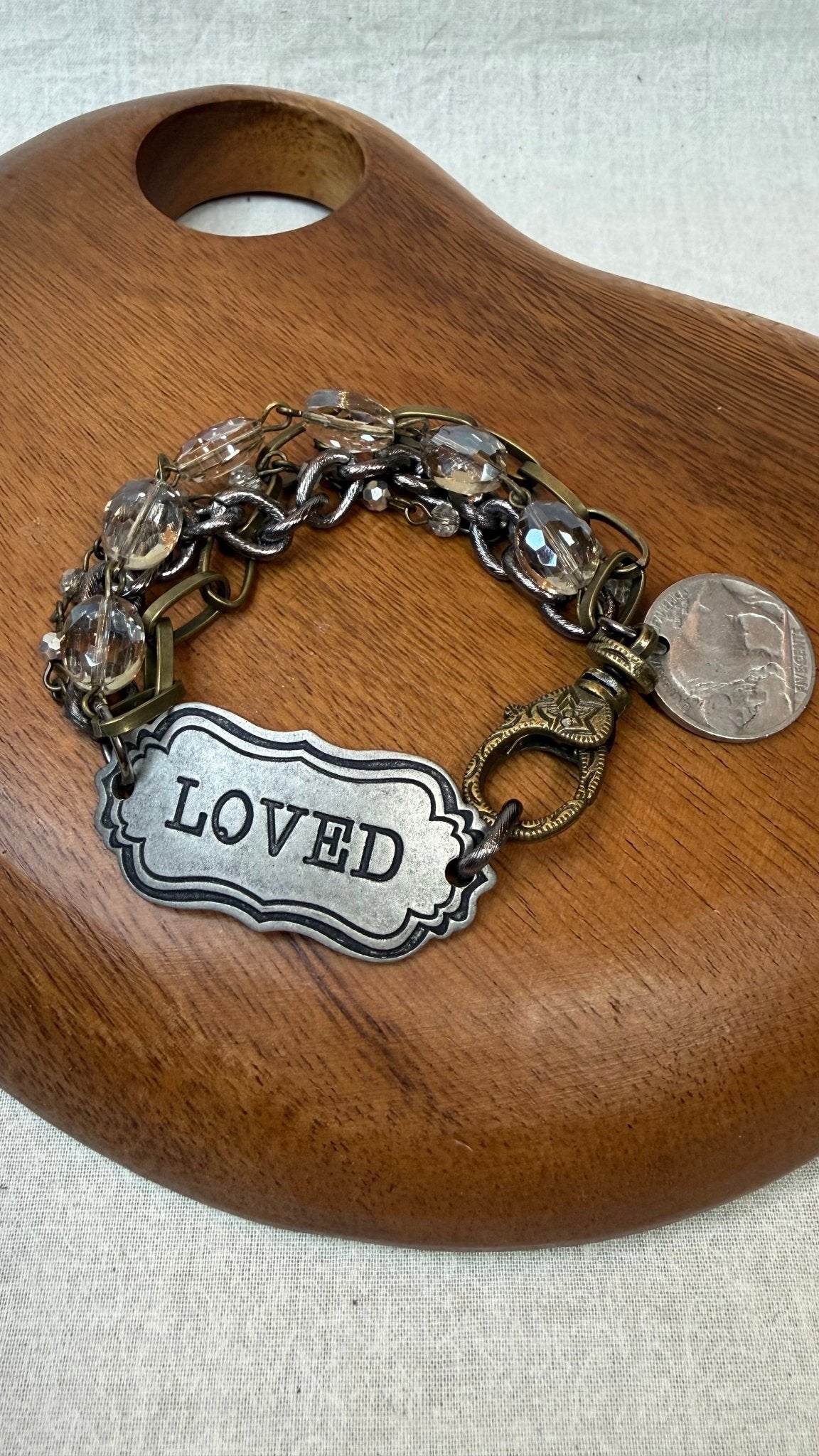 Loved Vintage Stamped Bracelet - Vintage Vault Boutique