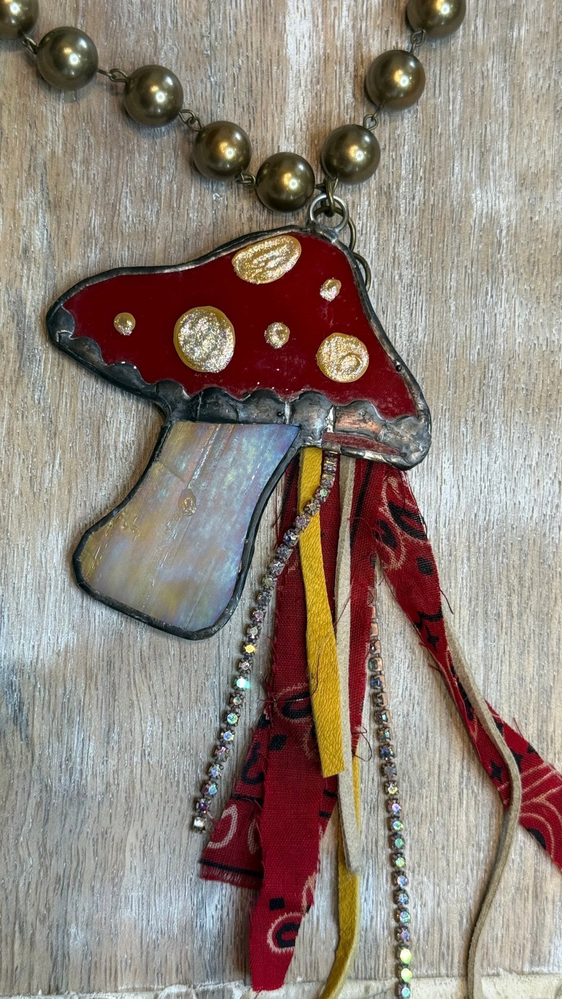 Stained Glass Mushroom Necklace - Vintage Vault Boutique