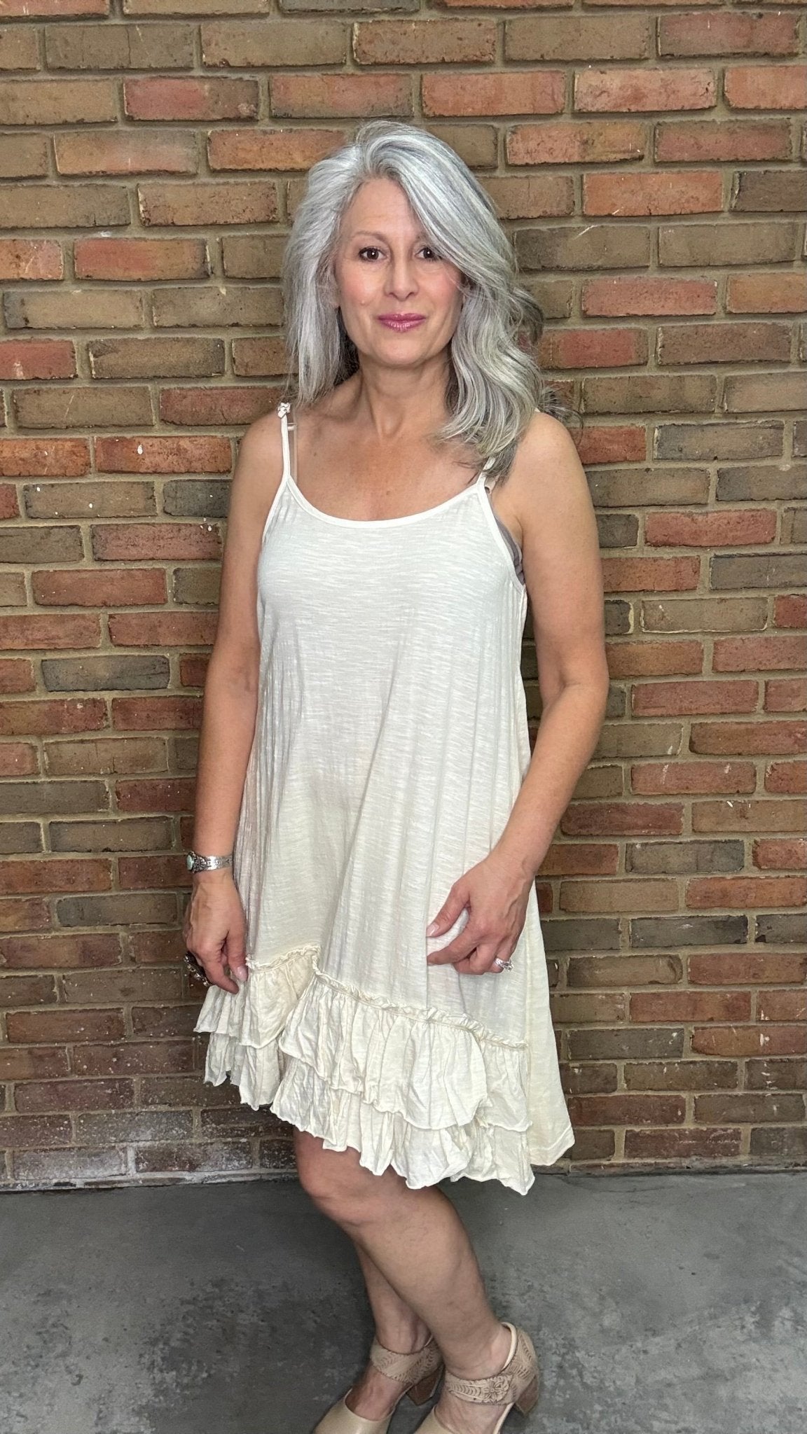Ruffle Bottom Slip Dress - Vintage Vault Boutique