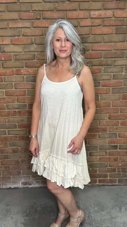 Ruffle Bottom Slip Dress - Vintage Vault Boutique