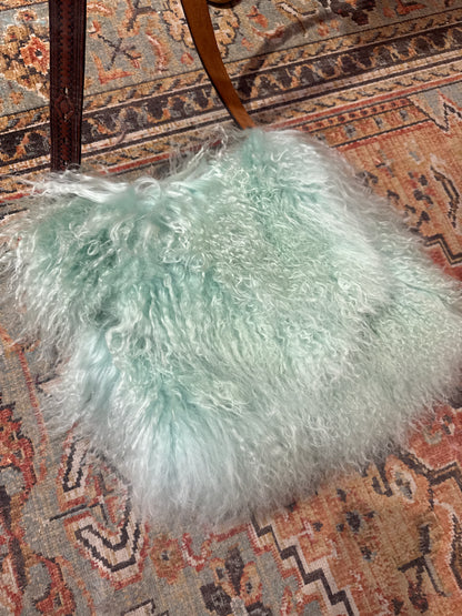 Large Teal Mongolian Fur Bag