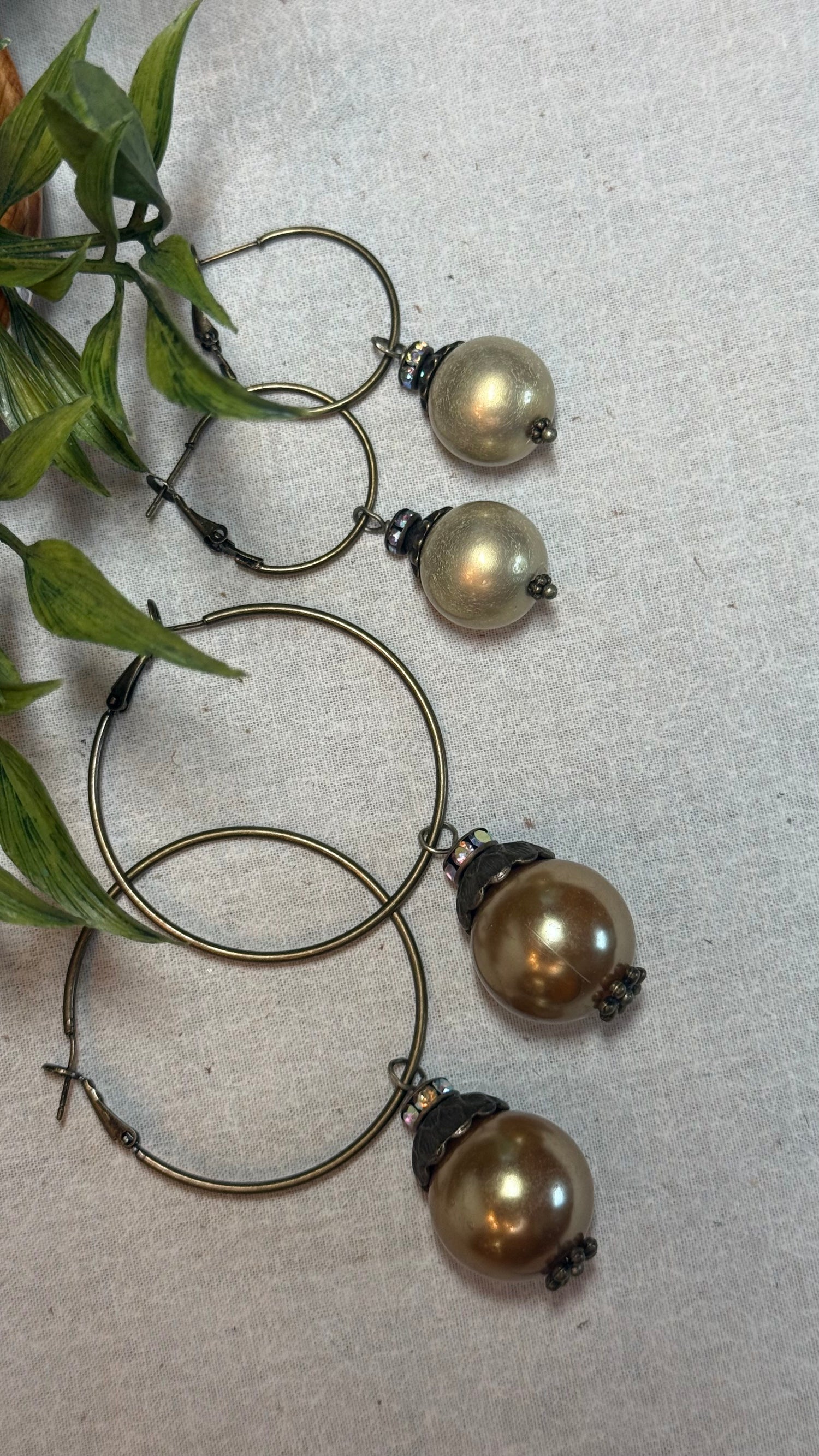 Champagne Hoop with Pearl Earrings