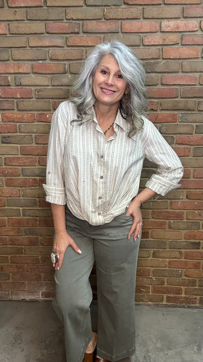 Yarn Dye Stripe Twist Shirt - Vintage Vault Boutique