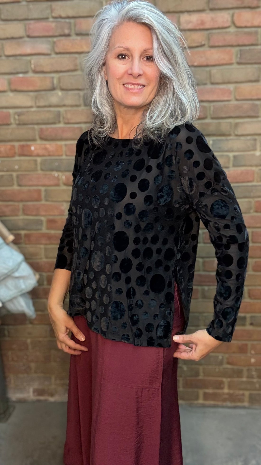 Black Velvet Burnout Top