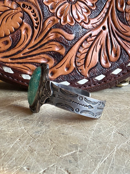 Turquoise and Silver Navajo Cuff from 1940&