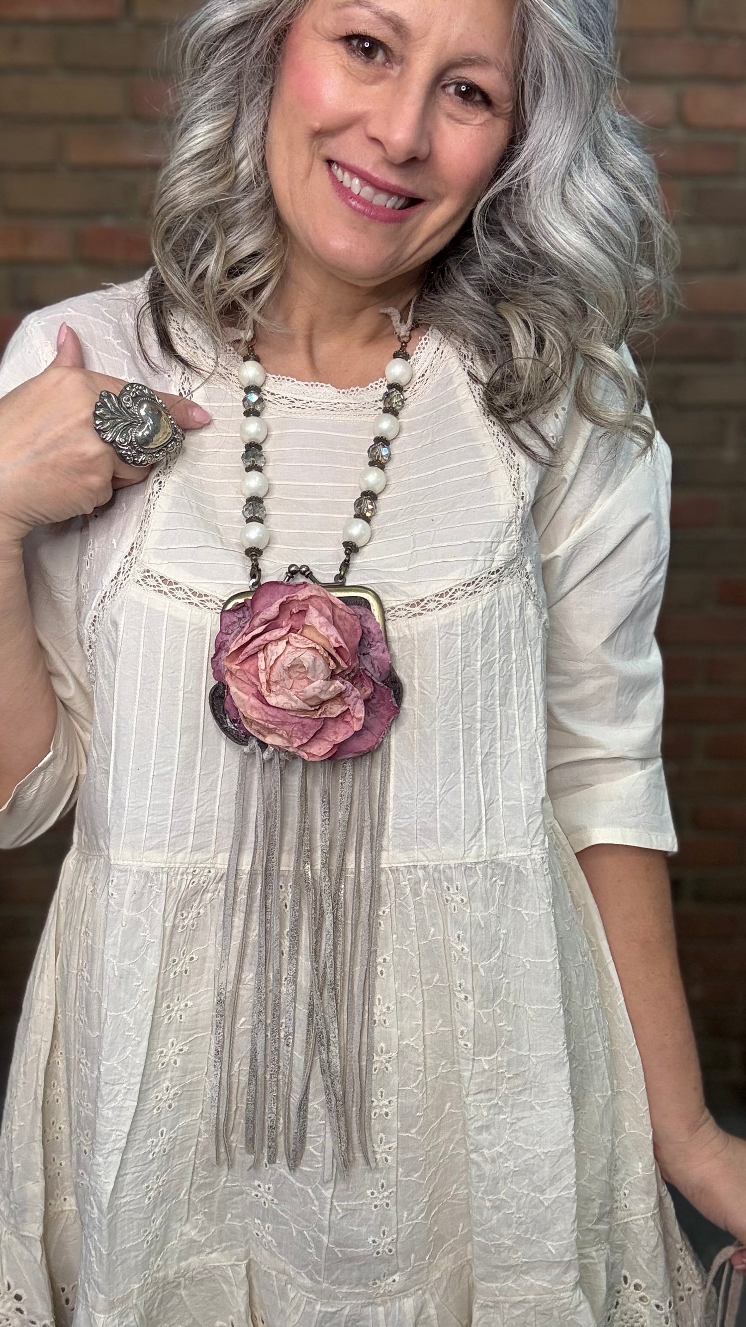 Rose Flower Purse Necklace