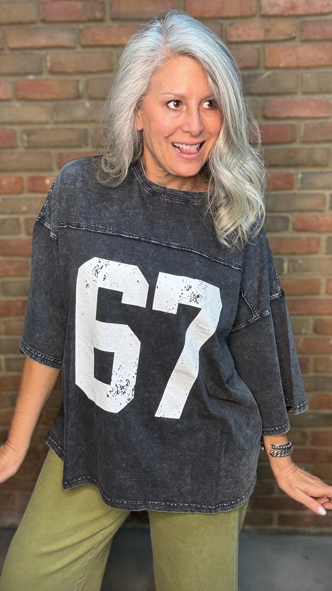 67 Number Graphic Top - Vintage Vault Boutique