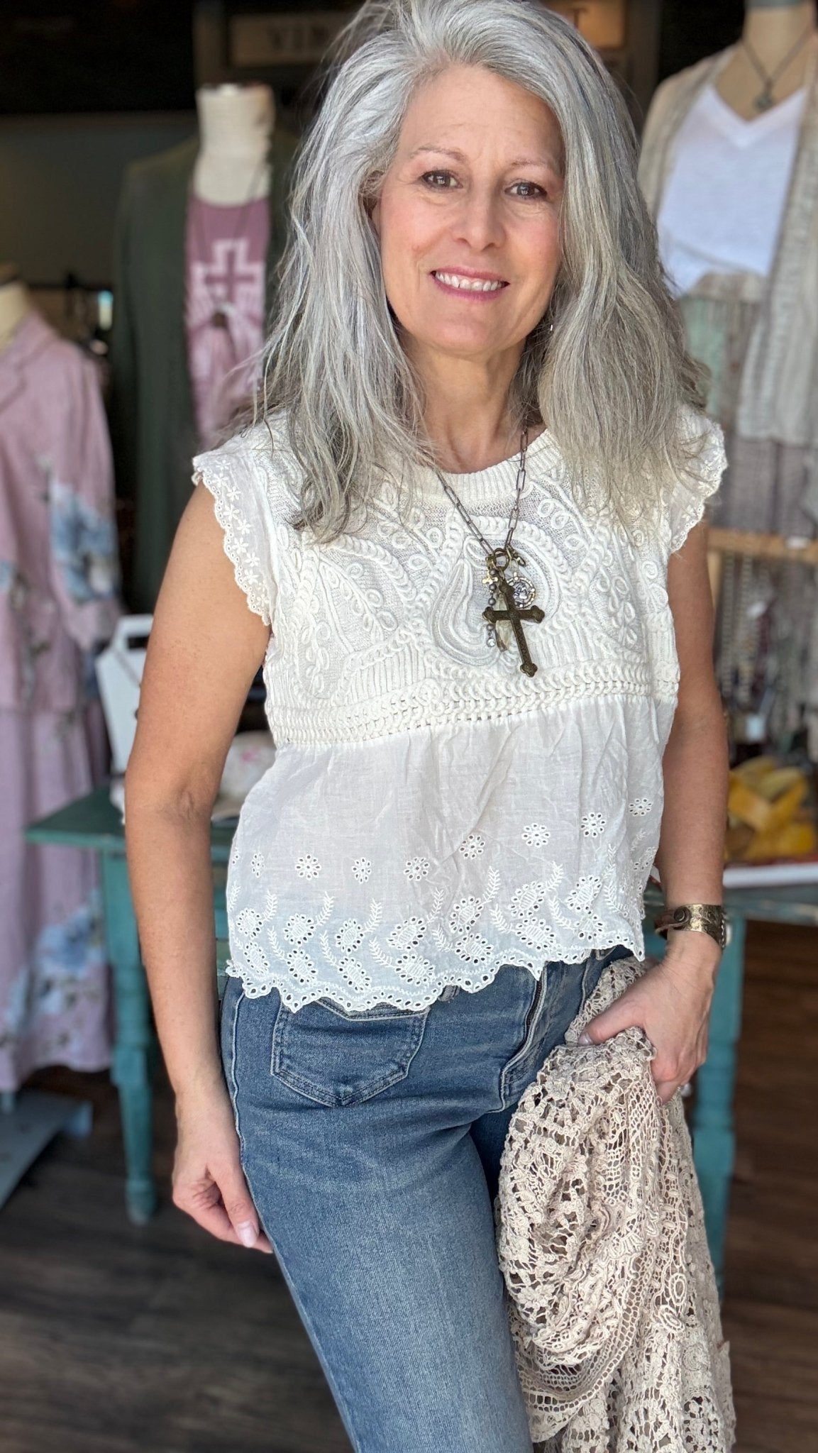 Babydoll Crochet Top - Vintage Vault Boutique