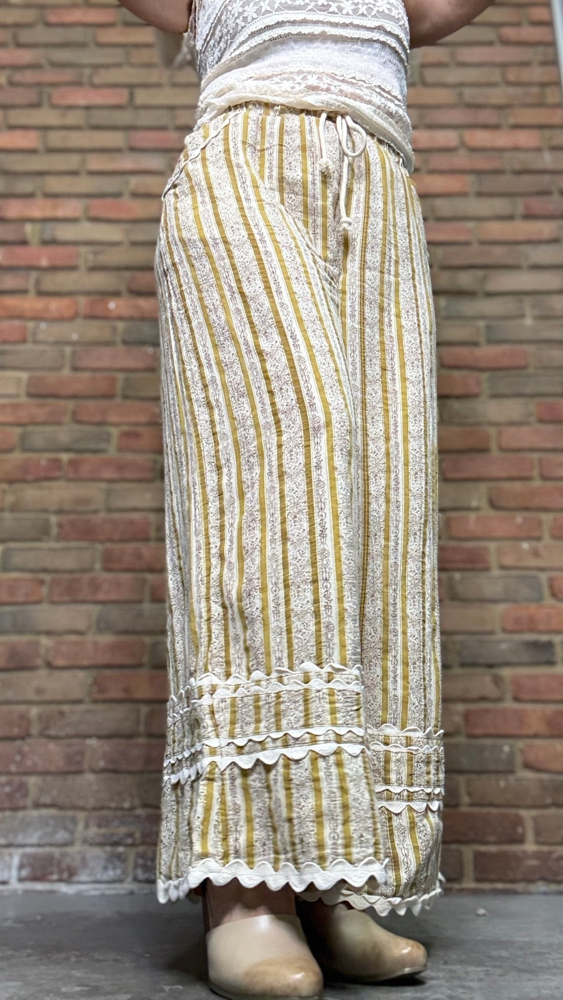Stripe with Rick Rack Trim Pants - Vintage Vault Boutique