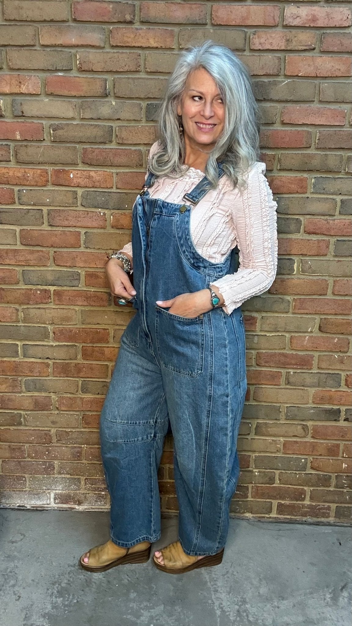 Wide-Leg Denim Overalls - Vintage Vault Boutique