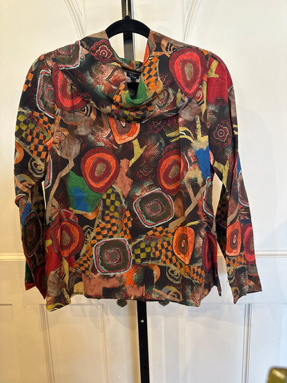 Printed Cowl Neck Top