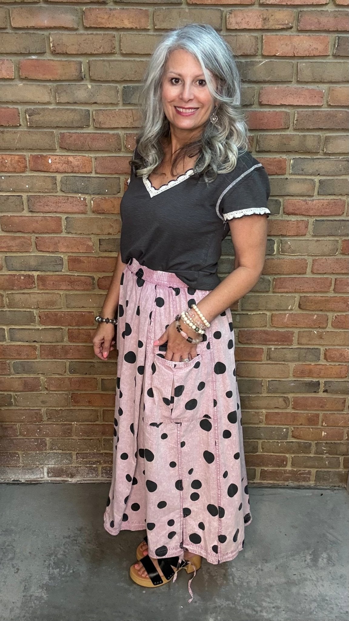 Polka Dot Dusty Rose Skirt - Vintage Vault Boutique