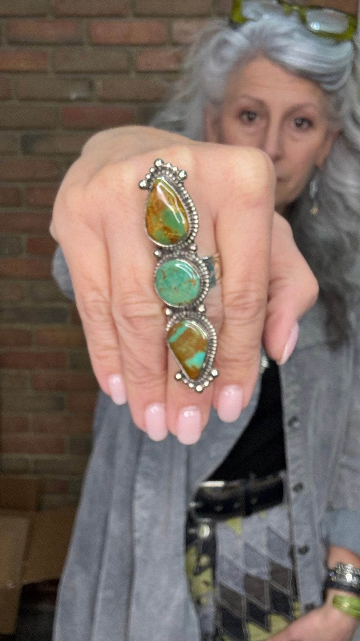 Triple Turquoise Stone Ring - Vintage Vault Boutique