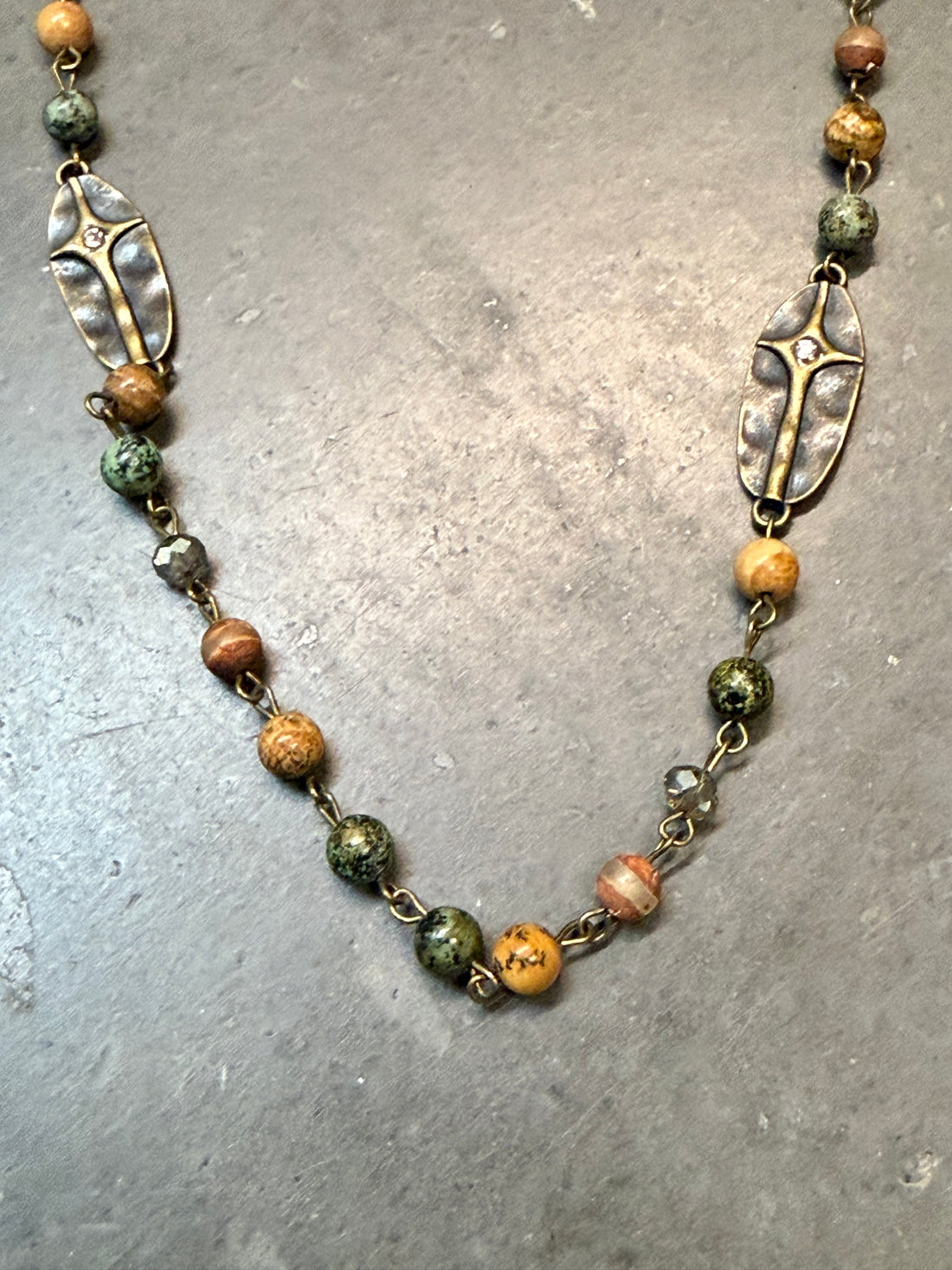 Rondelle Green Stone Long Necklace