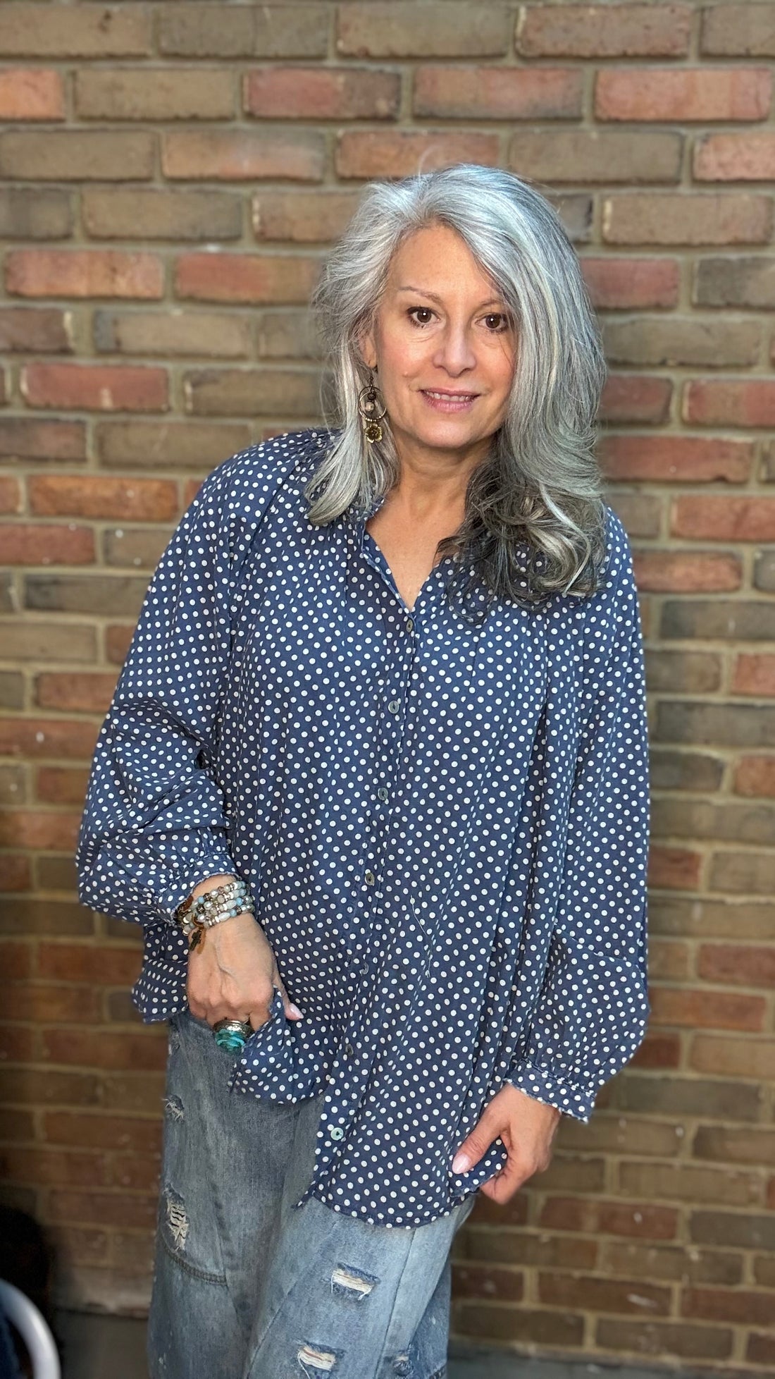Sweet Nothings Top - Navy Dot