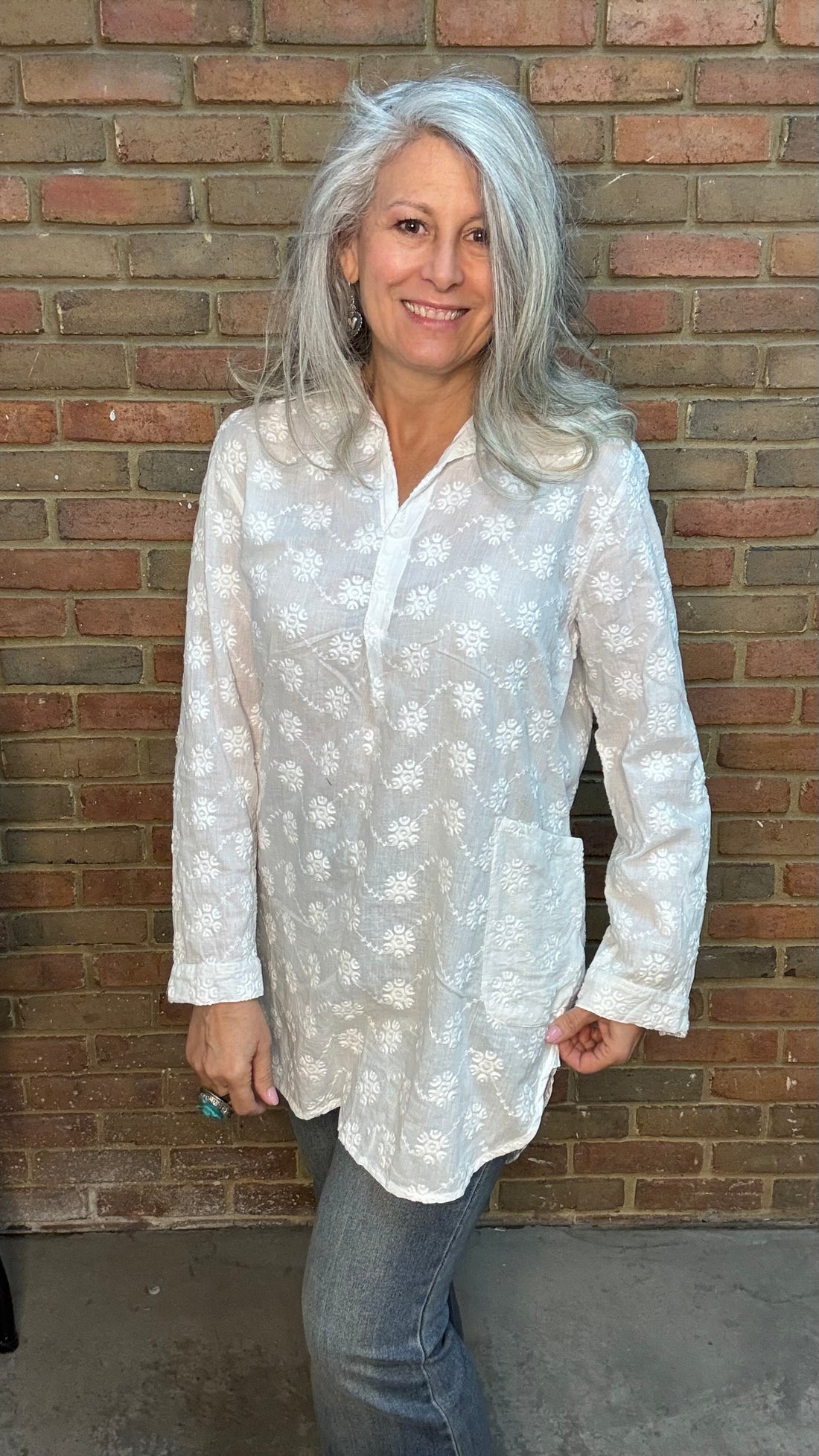Tory Embroidery Tunic White