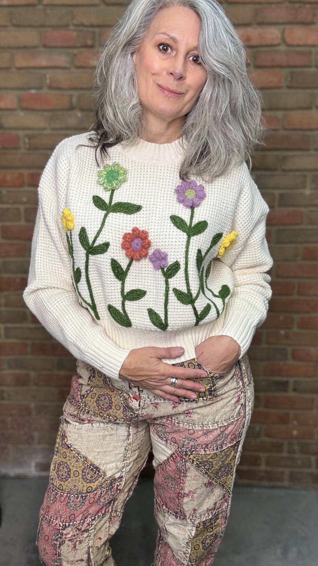 Embroidery Flower Garden Sweater