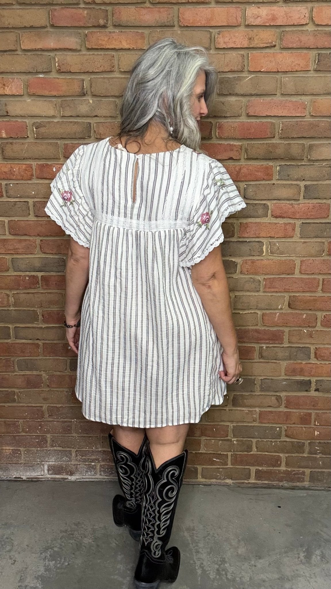 Cross Stitch Striped Cotton Dress - Vintage Vault Boutique