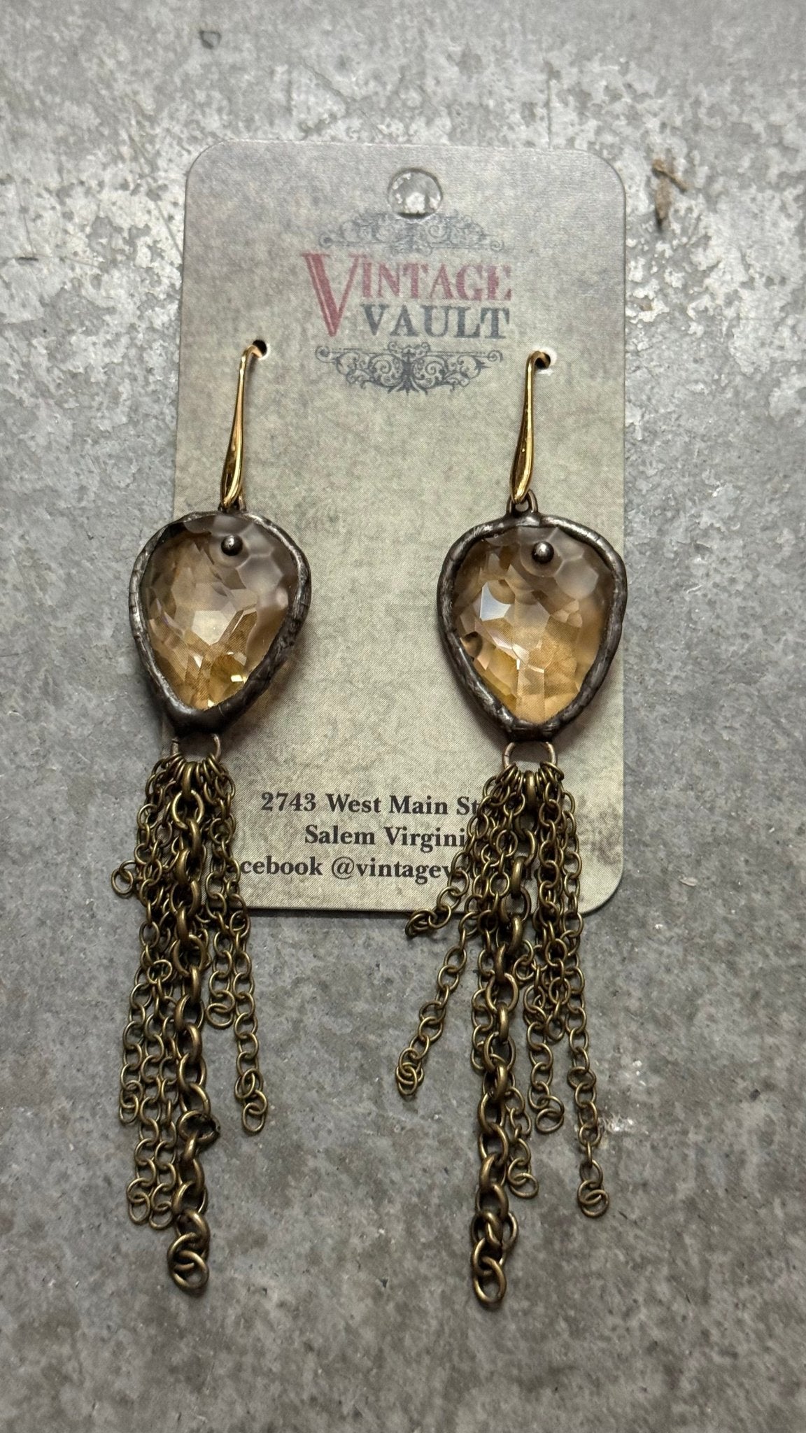 Crystal Chain Tassel Earring - Vintage Vault Boutique