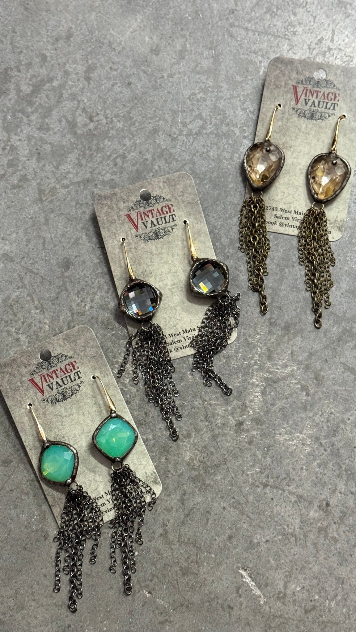 Crystal Chain Tassel Earring - Vintage Vault Boutique