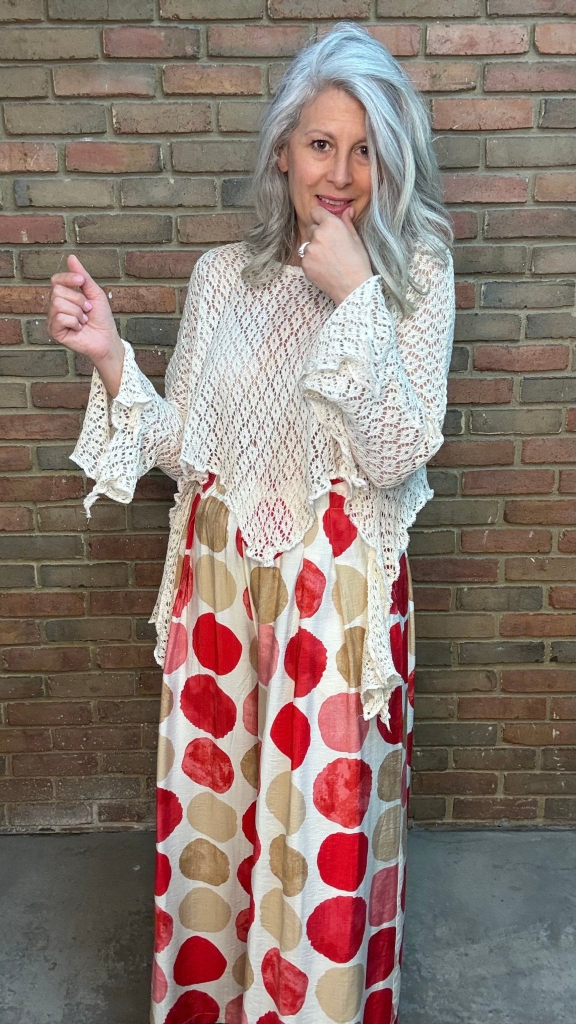 Crochet Asym Sweater Topper - Vintage Vault Boutique